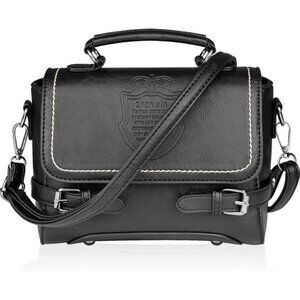 Cute Soft Black Vegan Leather Small Crossbody Purse Lightweight Everyday Handbag
